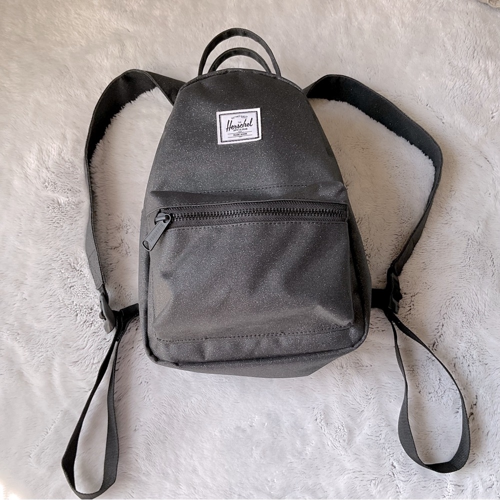Super Cute HERSCHEL Black Sparkly Nova Backpack Purse